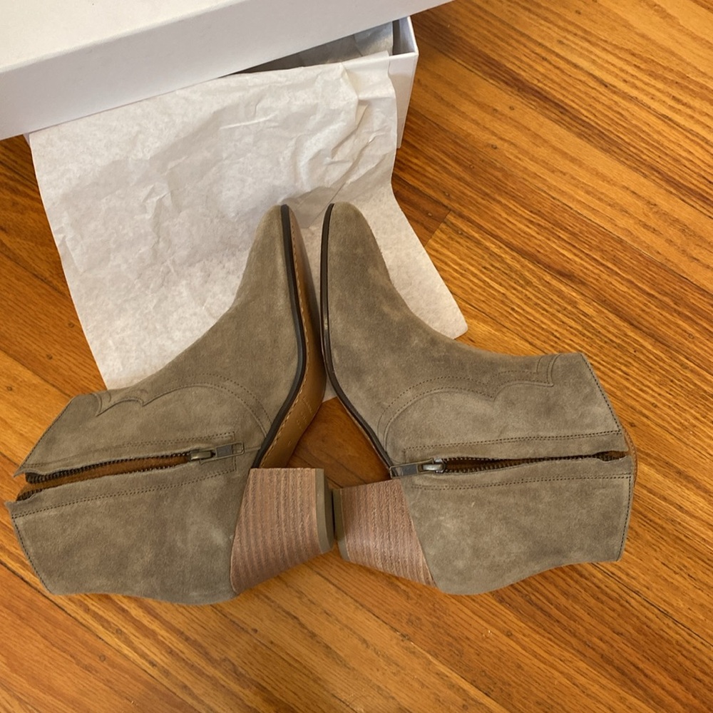 Isabel Marant Dicker Suede Western Ankle Bootie in Taupe - Picture 9 of 12